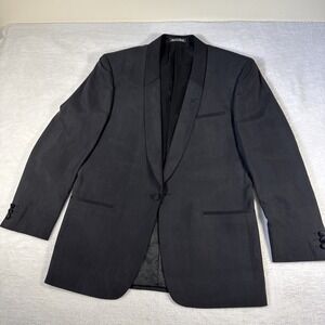 Italian Made US 38R Black Shawl Collar Tuxedo Dinner Jacket Silk Viscose